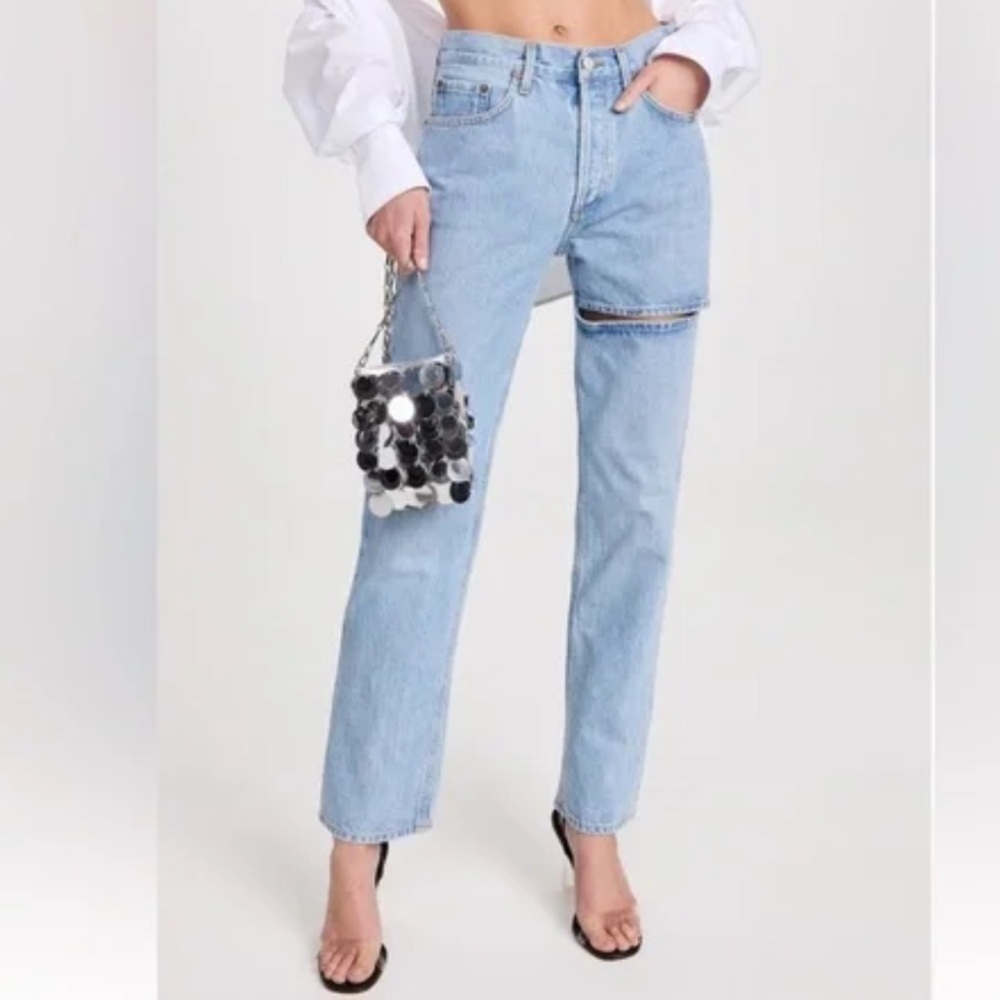 Agolde Thigh Slit Light Blue Denim Jeans size 24